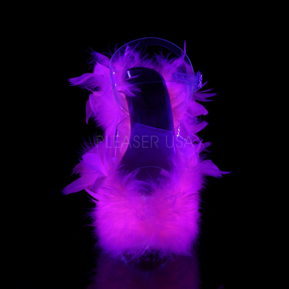 Marabou Feather High Heel Platform Sandal Shoes - Picture 2 of 4